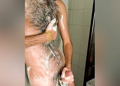 146-a Brazilian Latino Hairy Otter Jerks Off In The Shower