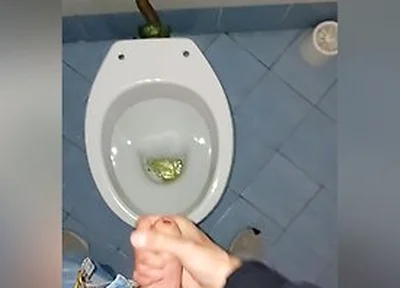 A Young Guy Went Into A Dirty Public Toilet To Pee And Jerk Off