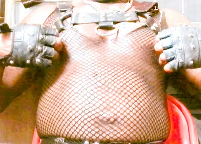 Fishnet Bodysuit & Leather Harness Titplay BBC Verbal Heavy Cum Scenes