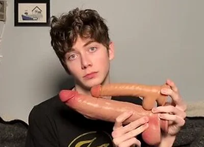 Gooner Boy Gapes Hole With Humongous Dildos