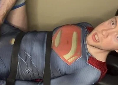 Tied Superman Cumshot Twink