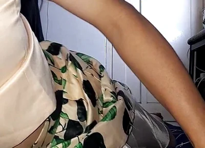 Cum Wearing Satin Set of Tank Top and Skirt