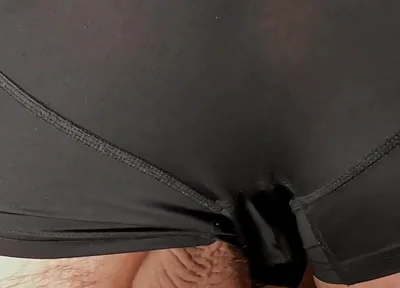 Bent Over Bear Boxer Tease, Cock and Balls Out