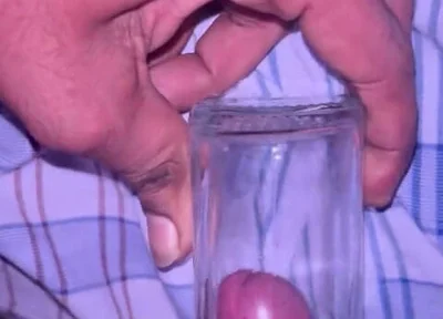 Indian Boy Mastrubate with Glass Jar