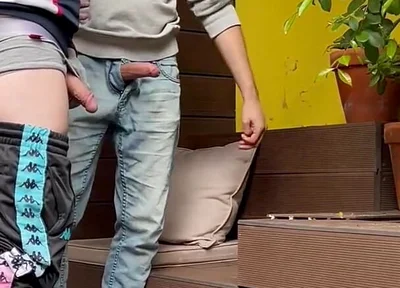 2 Boys Try to Piss in a Glass (one of Them Starts to Get Hard)