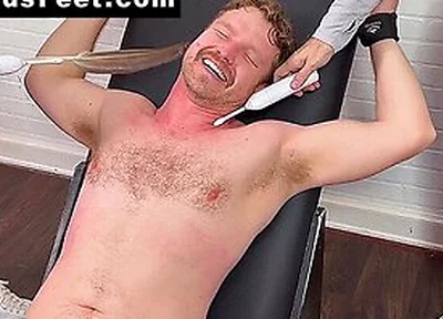 Russ Laughs Hard While His Doms Dan And Girth Tickle His Big Feet
