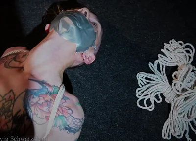 Nicky Tape Gagged and Rope Bondage