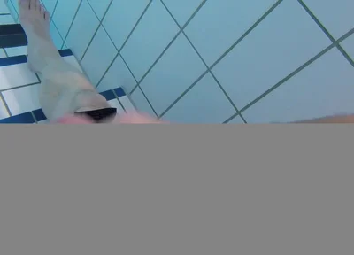 Underwater Close-up: Fat Guy Extensive Masturbates His Thick Foreskin Cock in a Public Swimming Pool