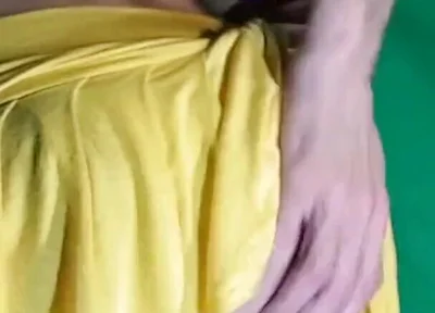 Pale Yellow Thong Under Yellow Skirt