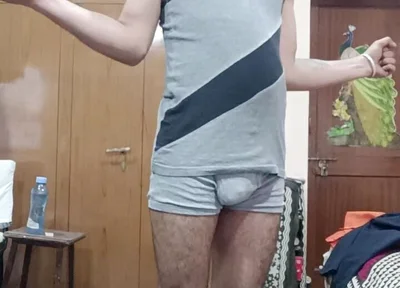 Indian Man Show Excercise in Underwear