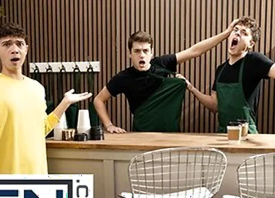 Men - Sam Ledger Asks Barista Joey Mills For Something Hot & Creamy So He Gets Cum All Over His Body