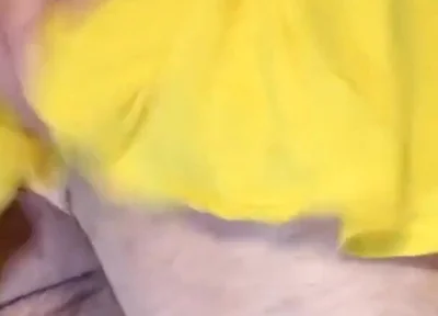 Tiny Yellow Plaid Thong Under Yellow Skirt