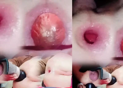 The Young Man's Big Ass Even Tries to Shove a Bottle of Yogurt Into His Little Butt.