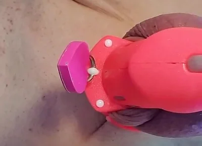Anal Dildo Fucking and Squirting While Locked in Chastity