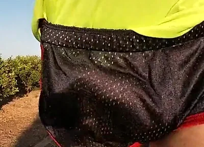 Tight Shiny Sport Shorts Bulging Routine (freeballing Outdoors)