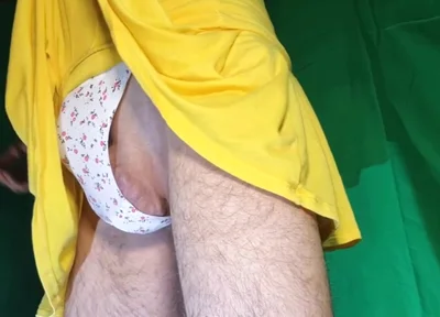 Flowery Seamless Thong with Yellow Skirt