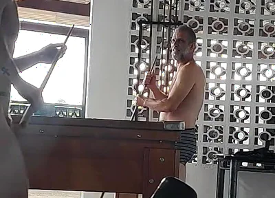 Camera Films Straight Players Playing Pool and Naked