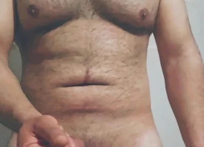 Hairy Big Man Playing with His Dick