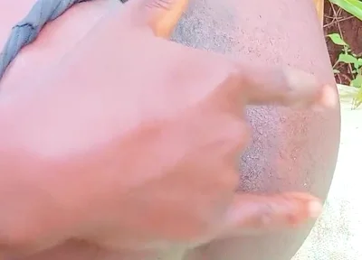 Horny African Bottom Asshole Fingering Outdoors