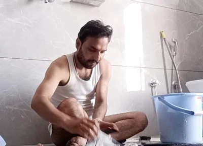 Indian Hot Man Enjoy Shower and Masterbation