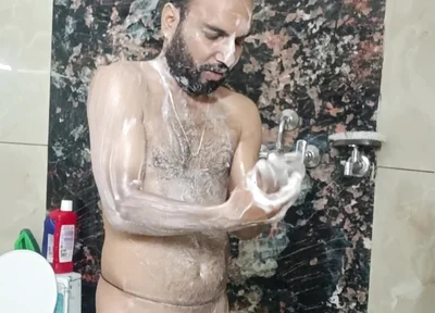 Desi Police Officer Having Shower