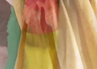 Red Lacy Panties Under Yellow Skirt