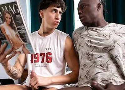 Str8 Buddies Angel Elias & Harrison Feels Jerk Off While Watching Old Porn Magazine