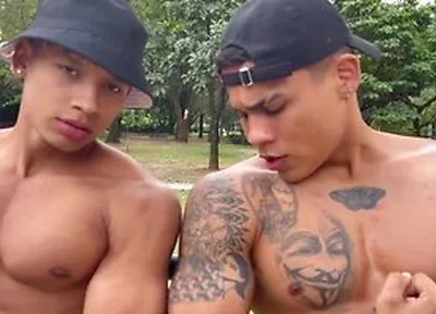 Two Hot Latino Guys Show Their Muscles