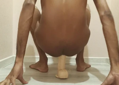 Dirty Gay Boy Taking a Huge Cock Dildo in His Asshole and Moaning Hard