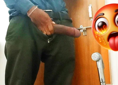 Today in the Office Toilet, I Spit on My Cock, Masturbated and Ejaculated