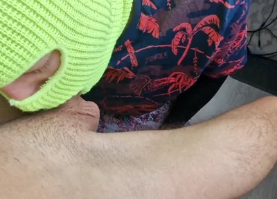 A Man in a Skirt Sucks My Huge Dick, Eat My Cum Man!