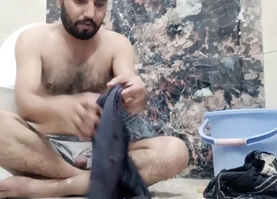 Indian Desi Man Enjoy Shower and Home Duty