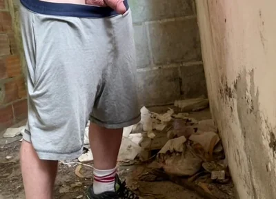 Boy Caught Pissing Handsfree in an Abandoned Building
