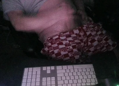 Night Time Masturbation Tease at My Computer with the Webcam on and the Night Time Ready for Action