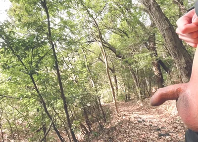 A Boy with a Small Foreskin Pees a Huge Stream Outdoors