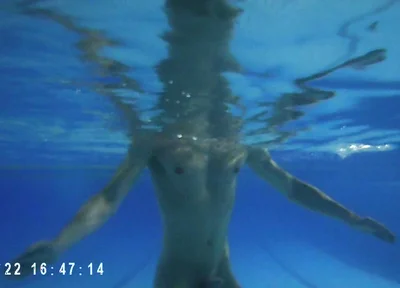 Indoor Public Pool Solo Uncut Nude Fit Man Swimming