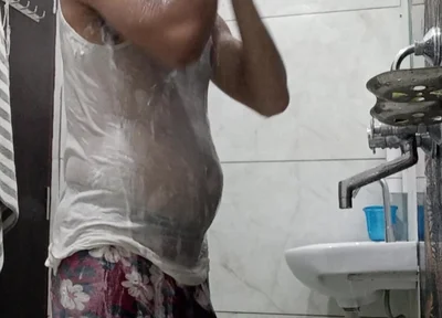 Man Enjoys Shower