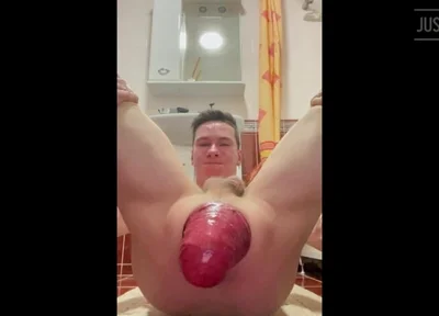 Huge Anal Prolapse in the Bathroom in Different Poses