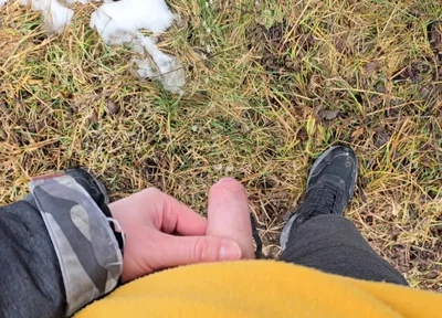 A Bit Risky Peeing - POV Outdoor Male Pee During a Nature Walk