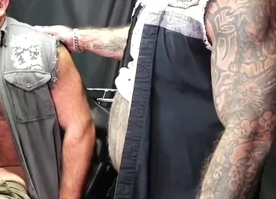 Threesome Harley Fucking with Manny Muscle and King Baiter