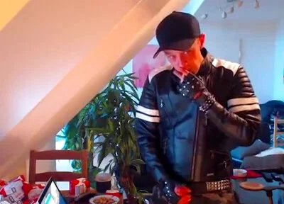 Leather boi smoke chaining cock wanking cum load