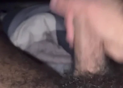 Hairy Black Man Jerking off Before Bed