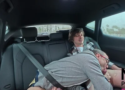 Two Straight Sucks Each Other and Tries to Fuck in the Back of a Car