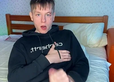 Bored in My Room so I Rubbed My Big Cock Until I Blew a Load
