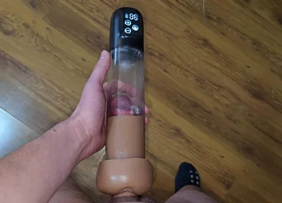 After Orgasm - Pumping My Cock in a Cum-filled Vacuum Pump