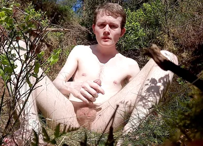 Naked in the Forest Jerking off