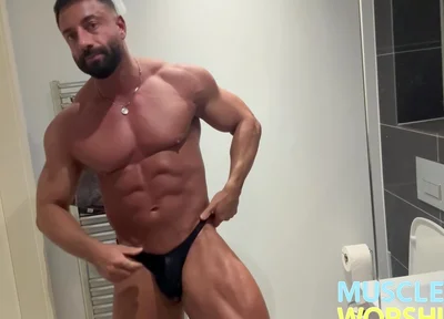 Pumped Muscle Hunk Ready To Burst Out Of His Tiny Posers