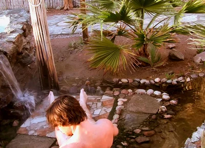 Cooling Down with His Uncut Cock