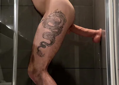 Hungry Locked Bottom Playing with Huge 10 Inches Monster Dildo