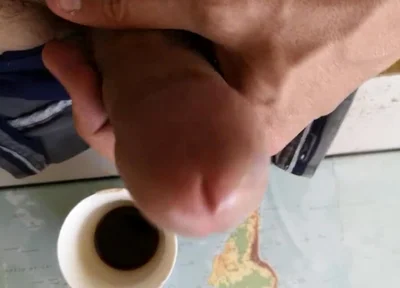 Hot Guy Jerking off to Put Some Milk in His Coffee
